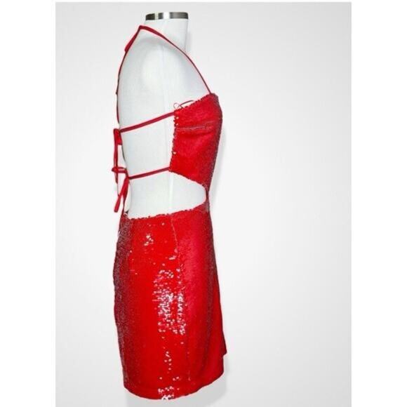 AMANDA UPRICHARD Chrisley Sequined Mini Dress in Ruby Size Medium - Picture 5 of 11